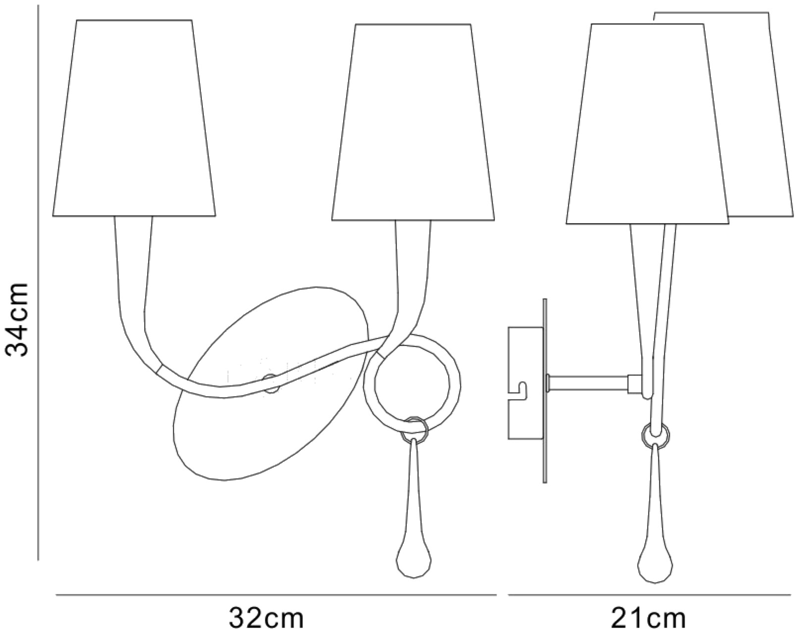 Paola Gold-Cream Wall Lights Mantra Armed Wall Lights